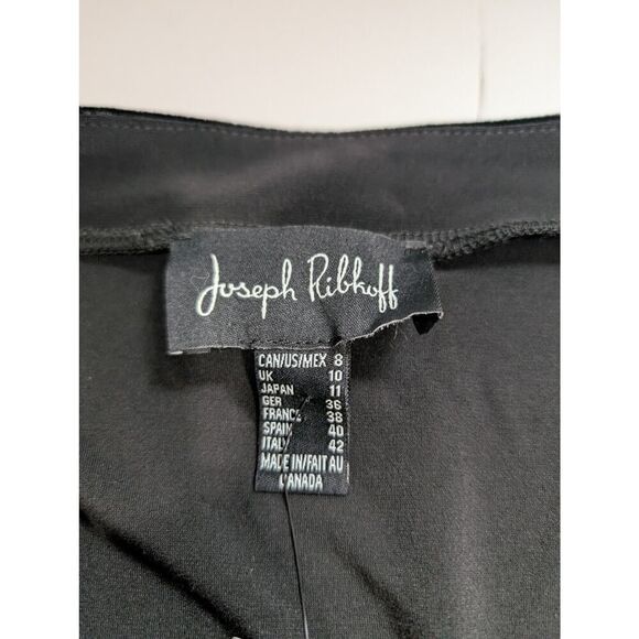 Joseph Ribkoff Top Womens 8 Black Asymmetrical Hem‎ Tunic Velvet Trim - Picture 6 of 12